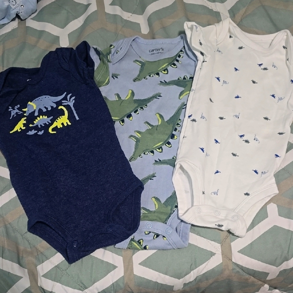 Carter's Dinosaur Print Kids One Pieces - Blue, Green, White